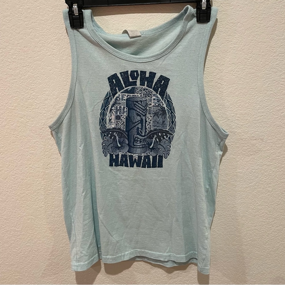Aloha Hawaii Light Blue Tank Top